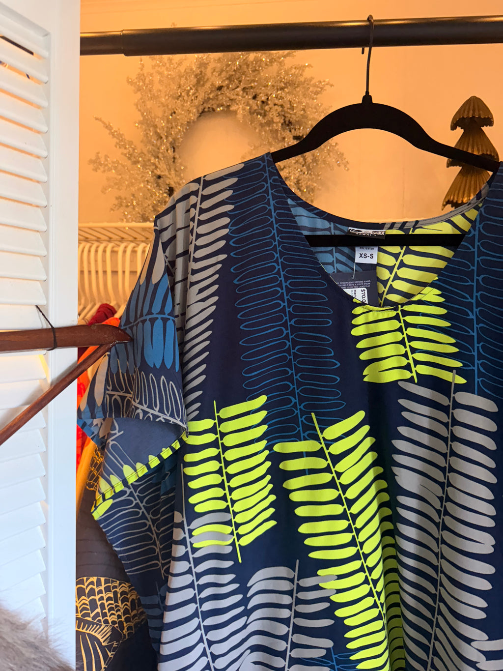 XS-S Manuheali'i Blue Fern Caftan Top