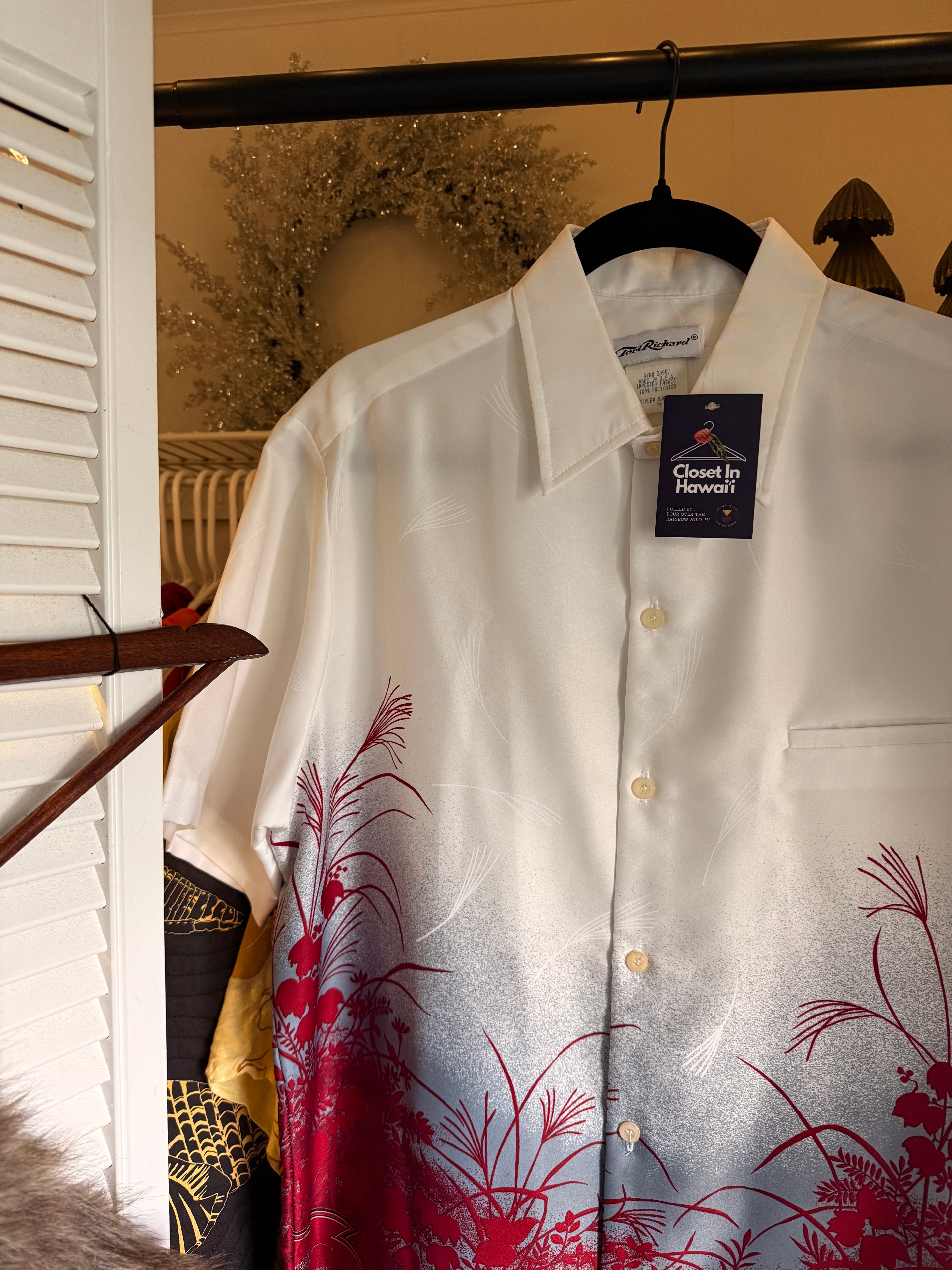 NWT Medium Tori Richard 70's White Red Mens Polo