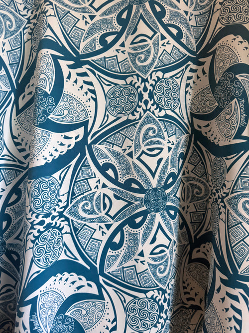 2XL Manuheali'i Blue Polynesian Print Top