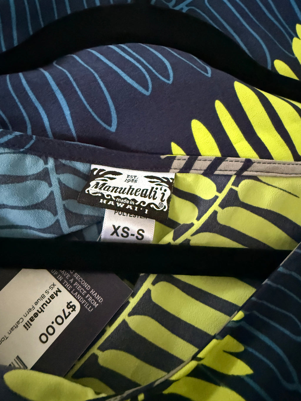 XS-S Manuheali'i Blue Fern Caftan Top